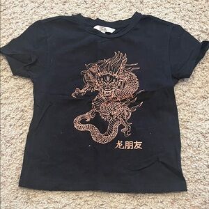 Kids Black Tee with Copper Dragon Graphic